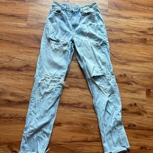 American Eagle Outfitters sz 2 long high waisted ripped mom jeans